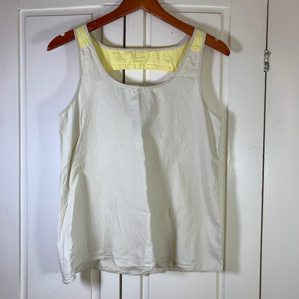 Patagonia Womens Cream Yellow Organic Cotton Tencel Cutout Tank Top Size 8